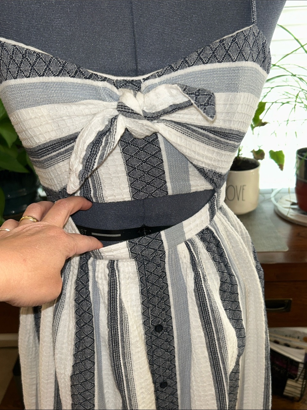 Bardot Blue & White Striped Cutout Midi Dress - Picture 7 of 8